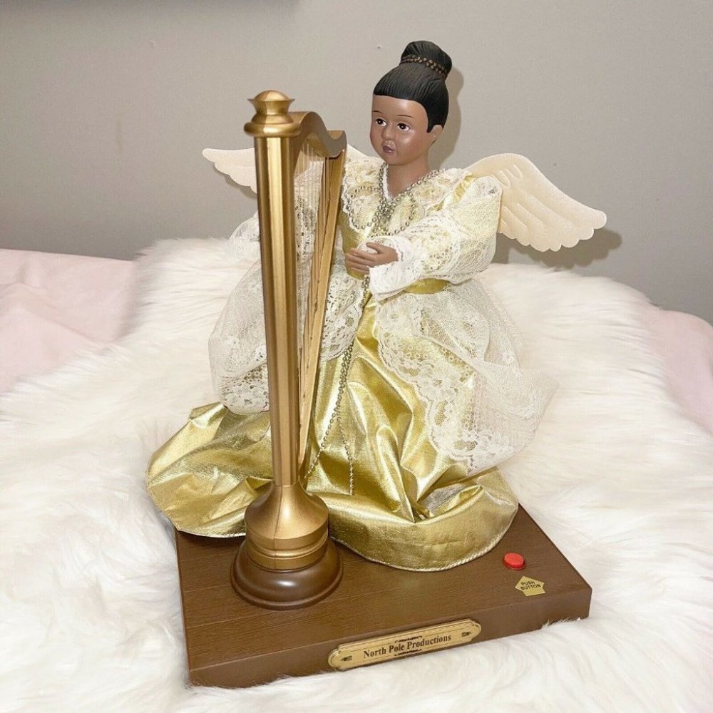 Holiday Time Animated Musical Afroamerican Angel Harp Plays Melody collectors - Picture 8 of 12